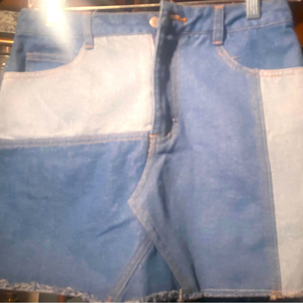 Patchwork Denim Skirt
